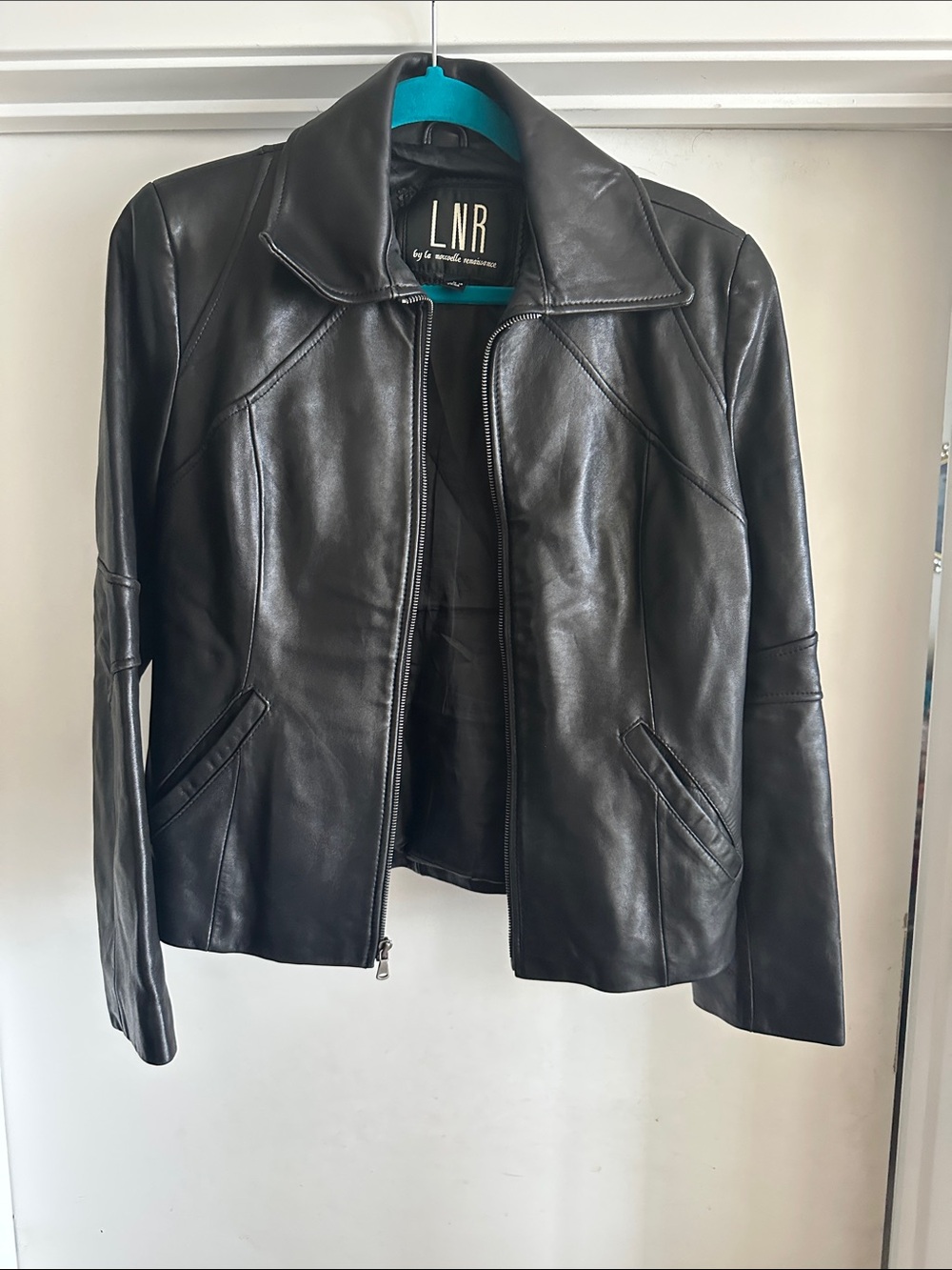 LNR Black Leather Zip-Front Women's Jacket size L